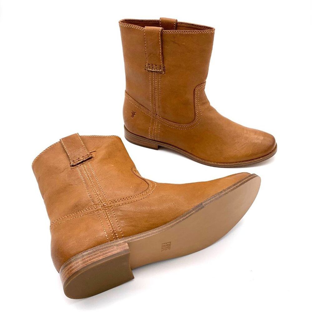 Frye NEW Anna Leather Ankle Shortie Western Boot in Camel Tan Brown 7